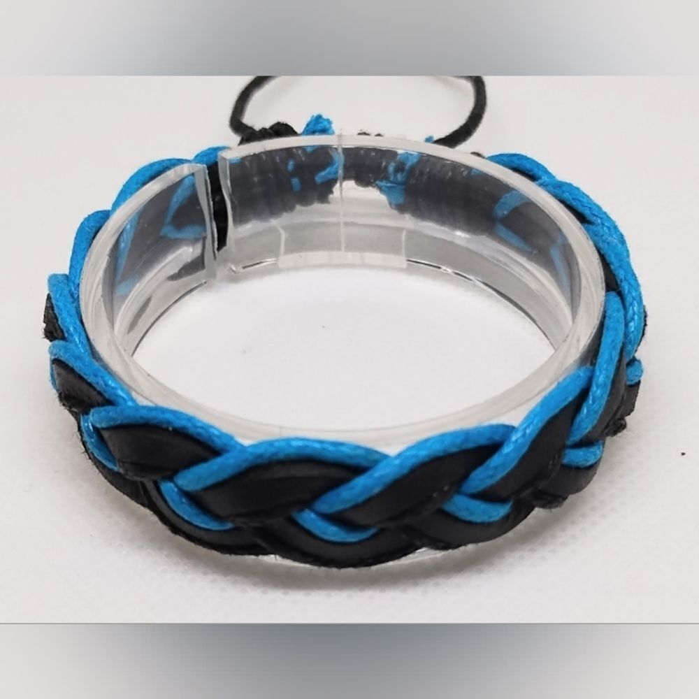 Men's bracelet leather‎ braided black new e86